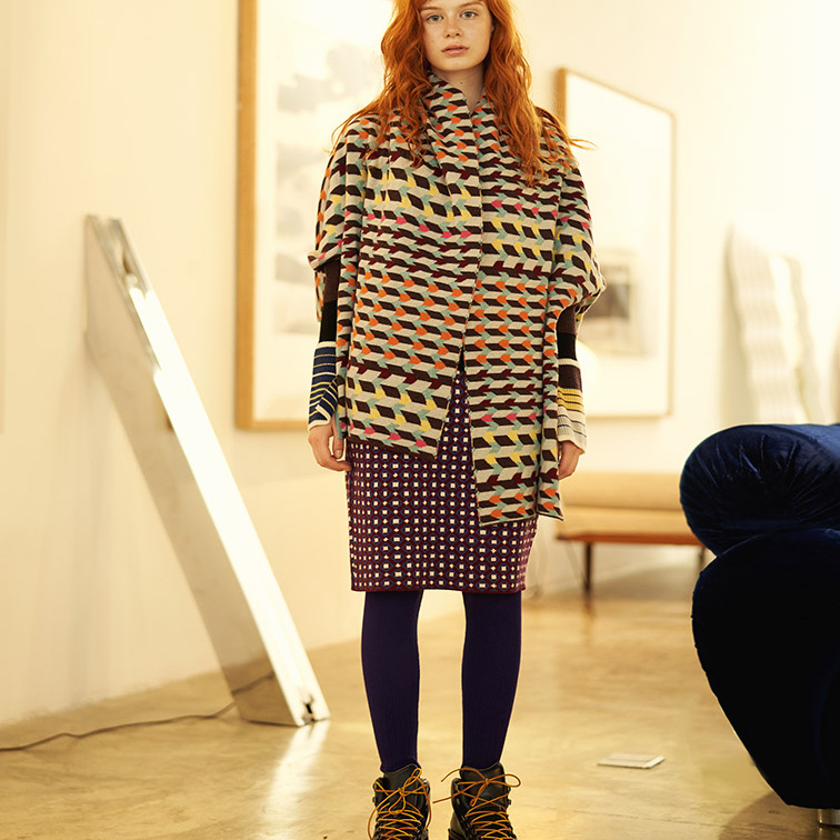 LOUDENANNAN复古几何羊毛披肩