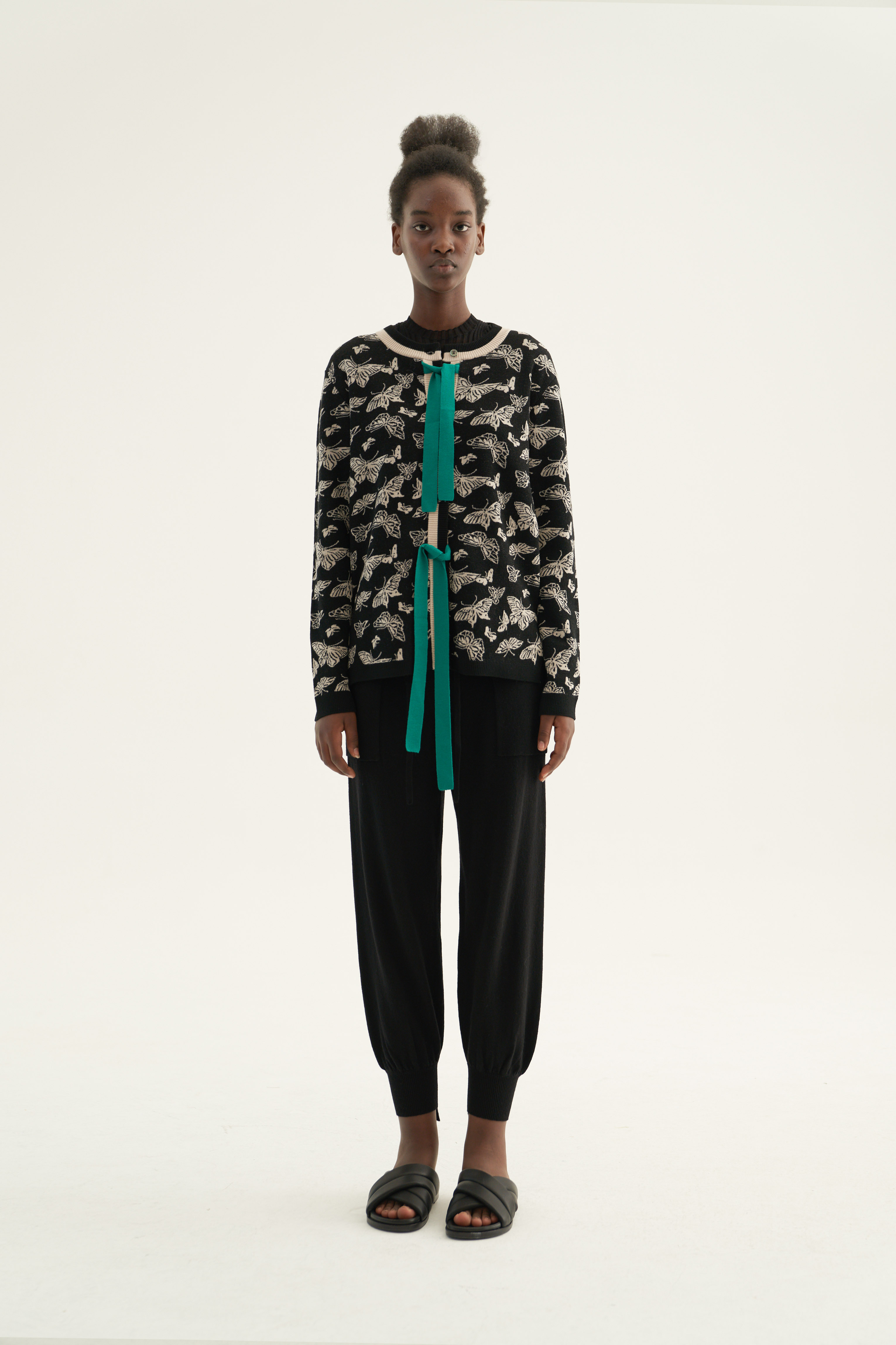 LoudeNannan蝴蝶提花羊毛开衫