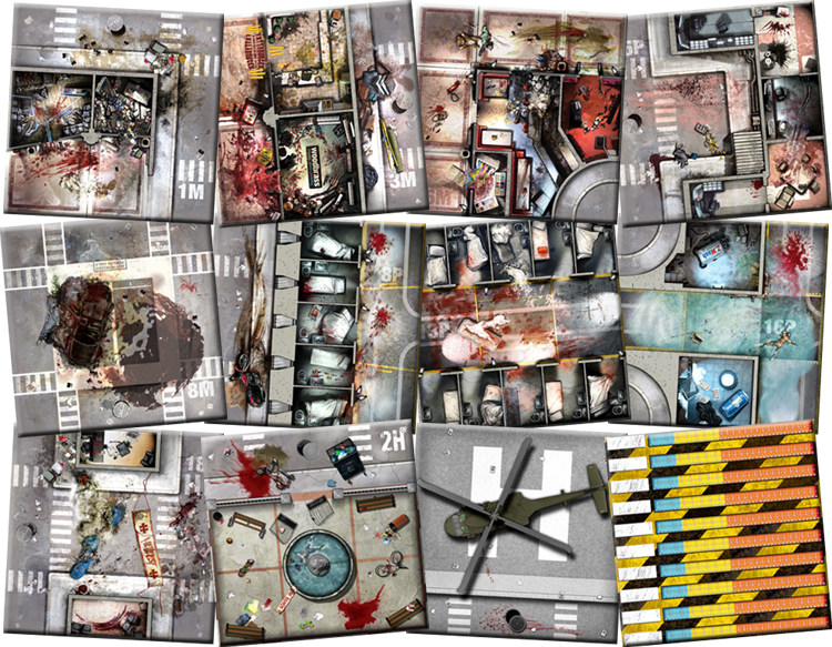 桌游驿站 Zombicide 扩展版图 丧尸围城 无尽杀戮DIY策略游戏定制