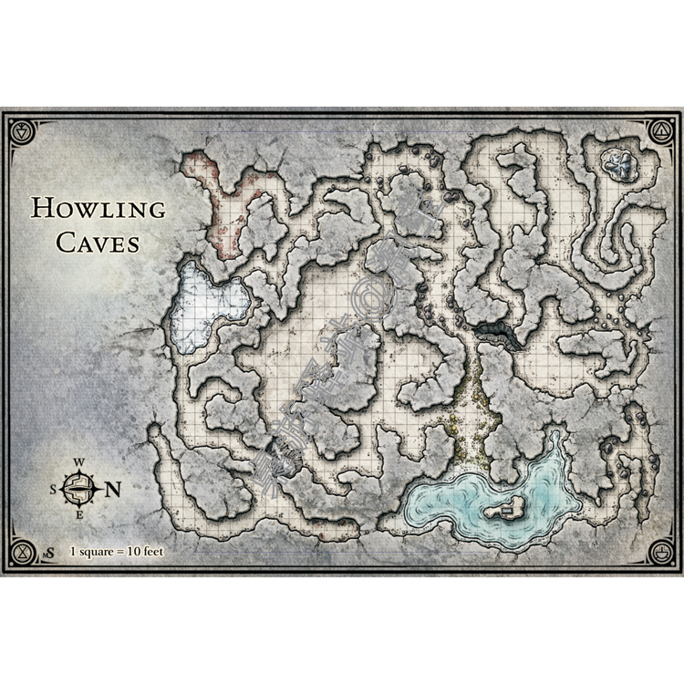 桌游驿站 D&D 5E 毁灭亲王 502 Howling Caves 龙与地下城RPG地图