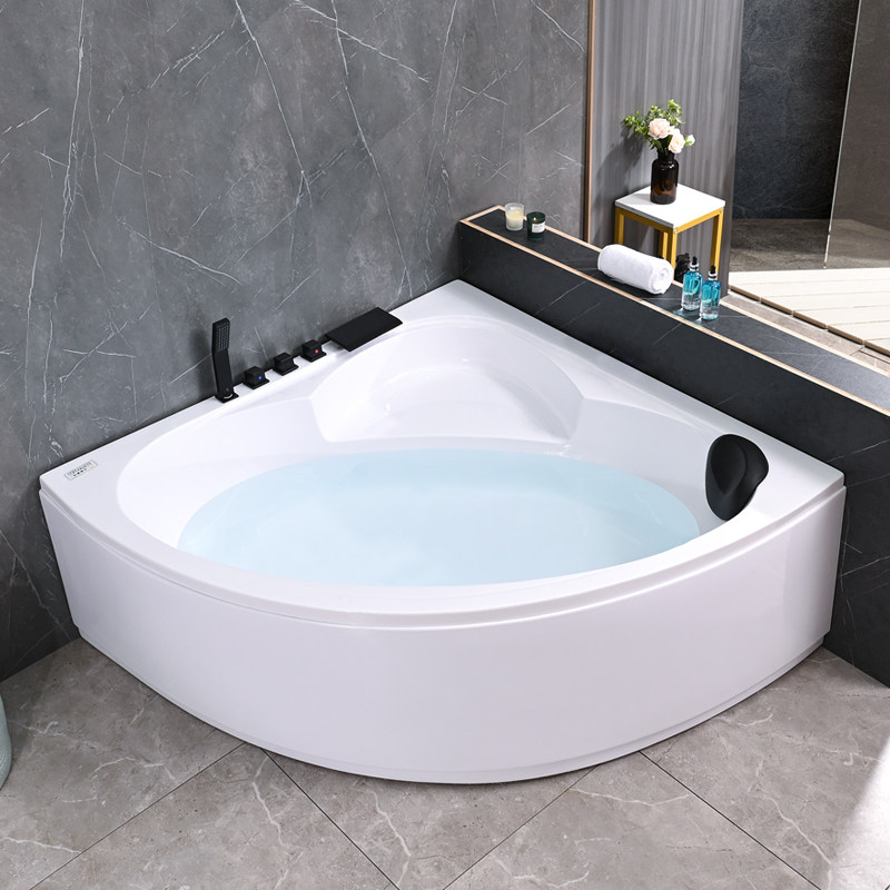 家用亚克力三角扇形浴缸日式小户型冲浪按摩双人酒店浴池1-1.5米