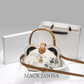刺绣竹节手提包包女2025新款 MACK JANISA真皮新中式 熊猫斜挎女包