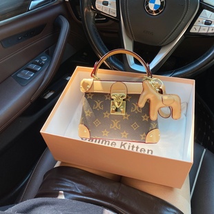 CallmeKitten复古撞色老花化妆盒子包包2026新款高级感斜挎小方包