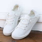 学生鞋 2024透气练车一脚蹬帆布鞋 子 学车小白鞋 时尚 女鞋 平底低帮鞋