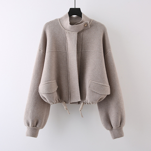 立领高级感夹克女休闲风外套单排扣毛衣开衫 2025早秋气质新款 韩版