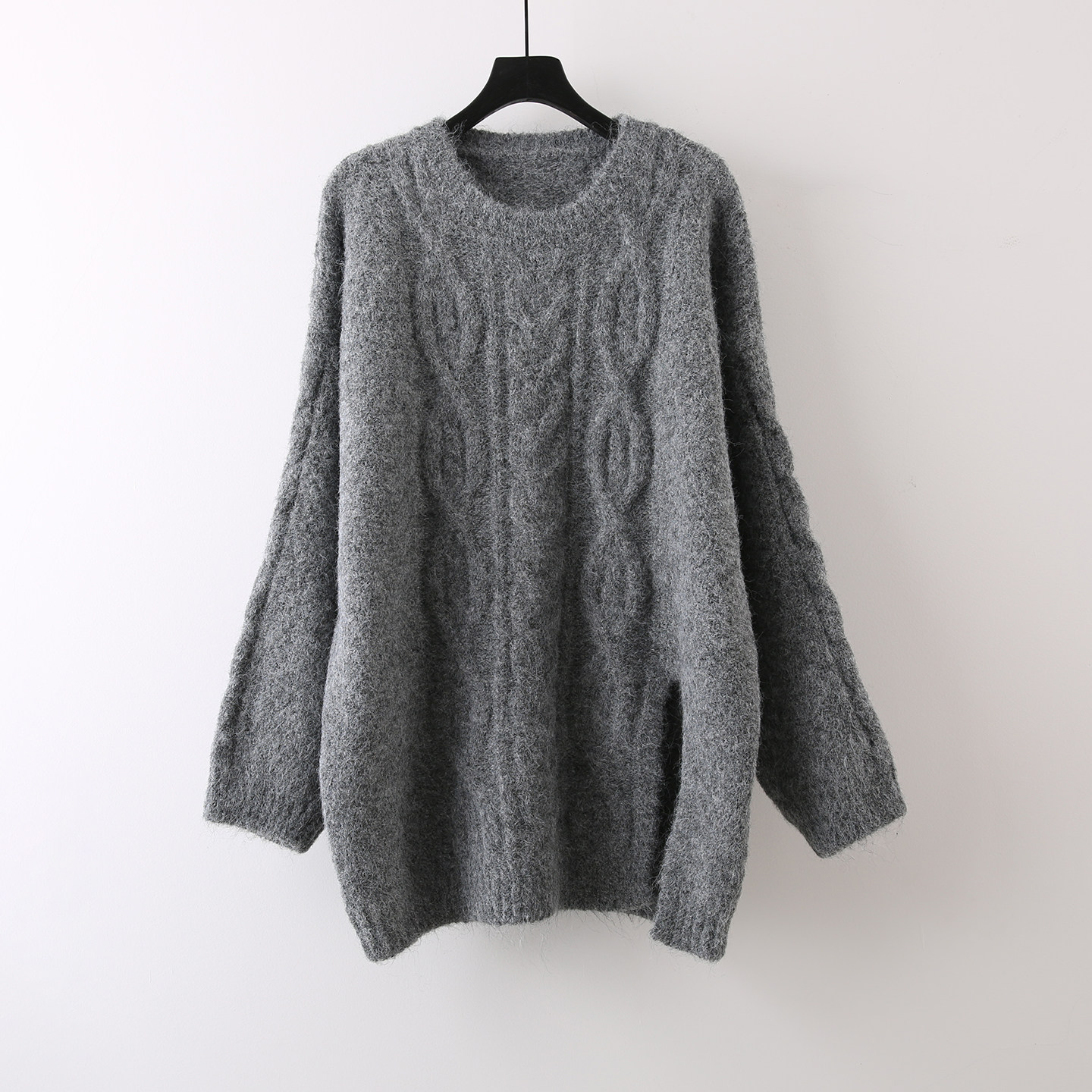 麻花套头圆领毛衣女秋冬季新款大码女装慵懒风软糯加厚针织衫上衣,女装/女士精品,毛衣,淘宝优惠券,粉丝福利购,淘宝优惠卷