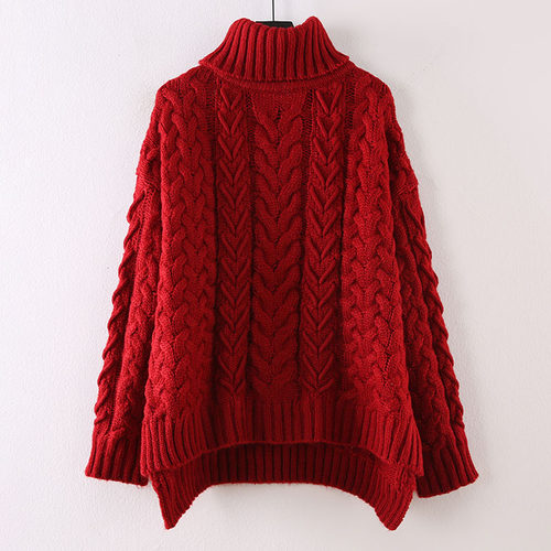 时尚慵懒风复古麻花加厚高领毛衣