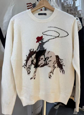 Brandy Girl BM新款美式复古卡通图案毛衣bm宽松显瘦针织衫上衣女