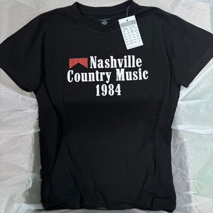 t恤正肩装 复古1984字母印花短袖 上衣女 美式 BM官网欧阳娜娜同款