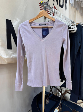 Brandy Girl BM赵露思同款V领薄款长袖T恤上衣女bm内搭打底衫女