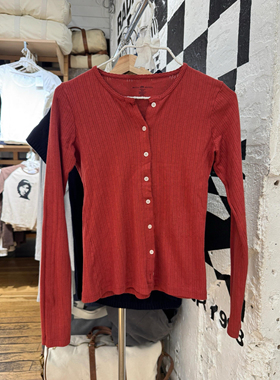 Brandy Girl BM新款春秋红色高级感修身显瘦圆领美式复古长袖外套