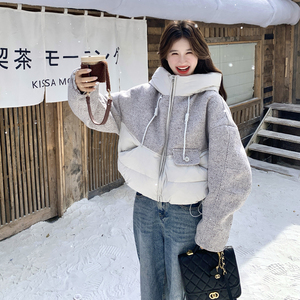 主推新款-90绒短款拼接羽绒服宽松小个子外套276-p285-k429图片