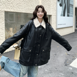 主推新款-90绒中长款羽绒服宽松小个子皮衣外套879-p325-k489图片