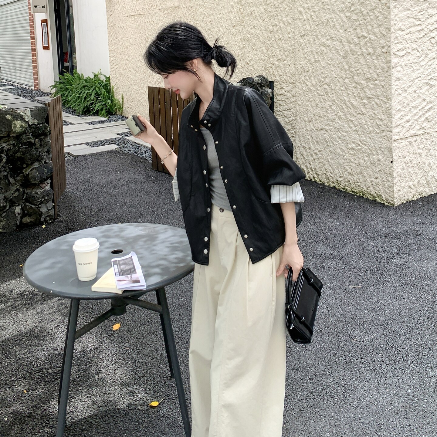 新款大货已出 宽松韩系皮衣设计感外套2C062-2590-1-p155-k229图片