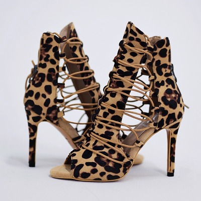 豹纹heels高跟鞋软底加厚鞋垫