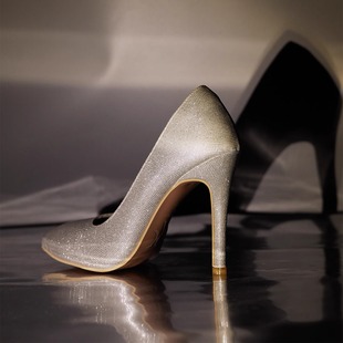 KARMEN浅口高跟鞋pump高跟鞋heels高跟鞋加厚海绵垫舞蹈鞋银色