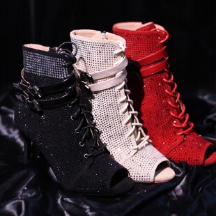 KARMEN原创烫钻系列heels高跟鞋鱼嘴高跟鞋爵士短靴时装靴不掉钻