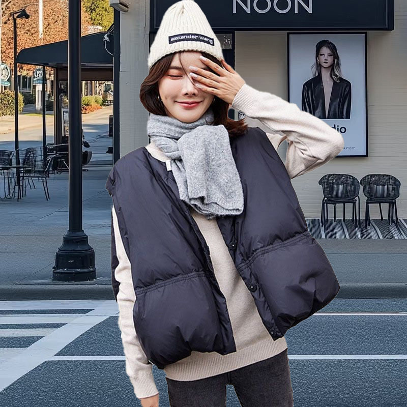 马甲女外穿羽绒马甲女款女背心短款鸭绒平湖新款马夹