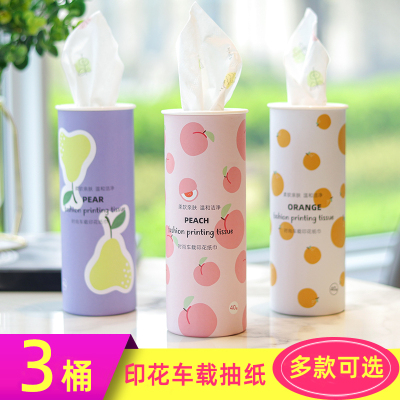 3桶水果时尚印花车载抽纸