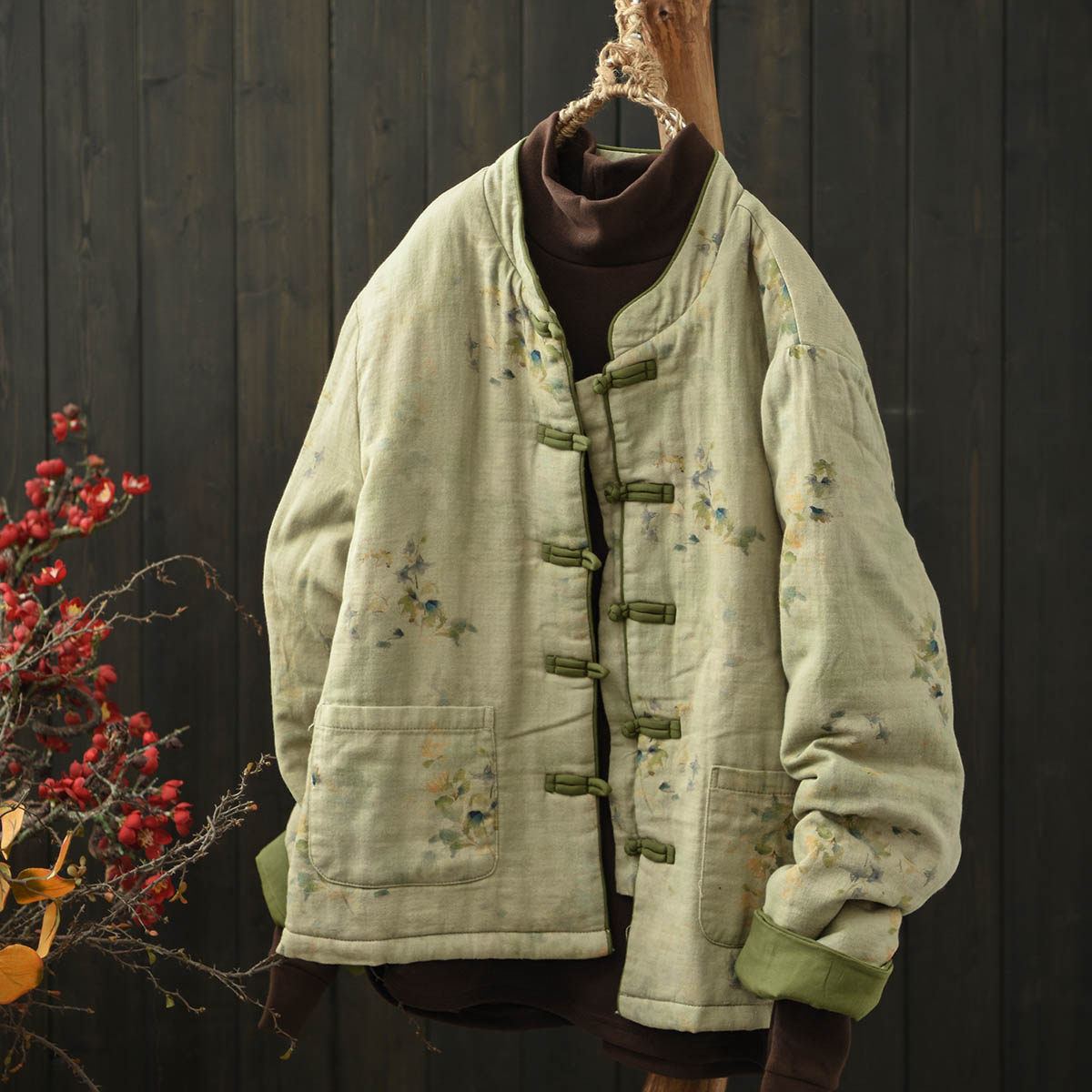 默念复古民族风印花盘扣夹棉立领外套女2024冬季新款宽松棉衣棉服,女装/女士精品,棉衣/棉服,淘宝优惠券,粉丝福利购,淘宝优惠卷