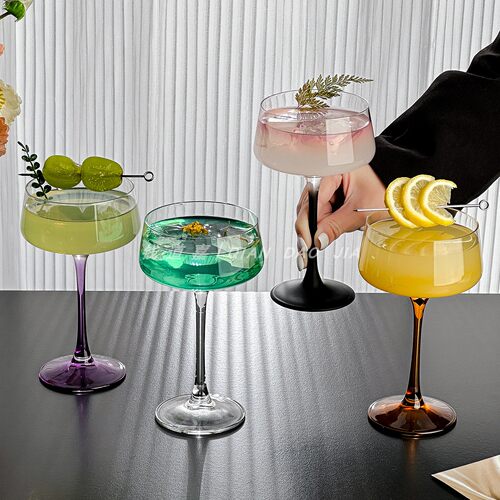 钱道嘉日式紫脚收口塔杯高脚杯