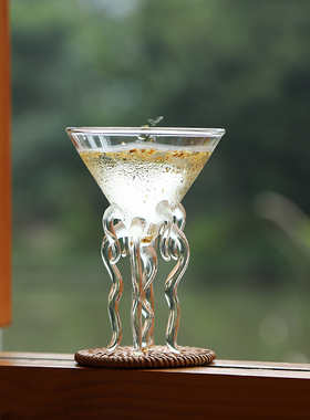 ina先森网红创意水母鸡尾酒杯 八爪杯果汁饮品冷饮奶昔沙冰玻璃杯