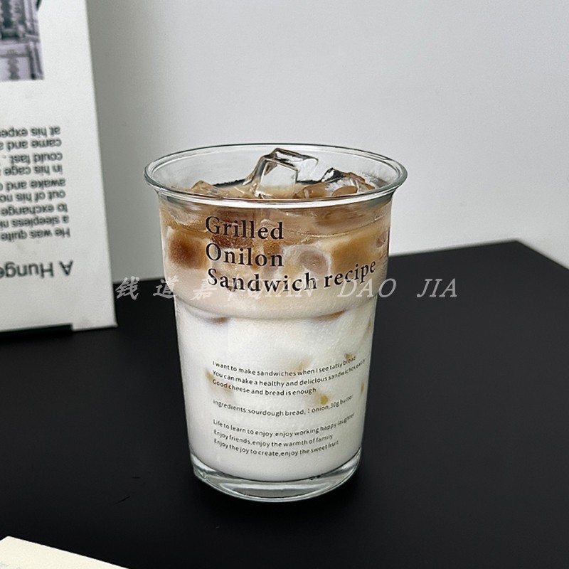 钱道嘉大容量字母咖啡杯玻璃水杯