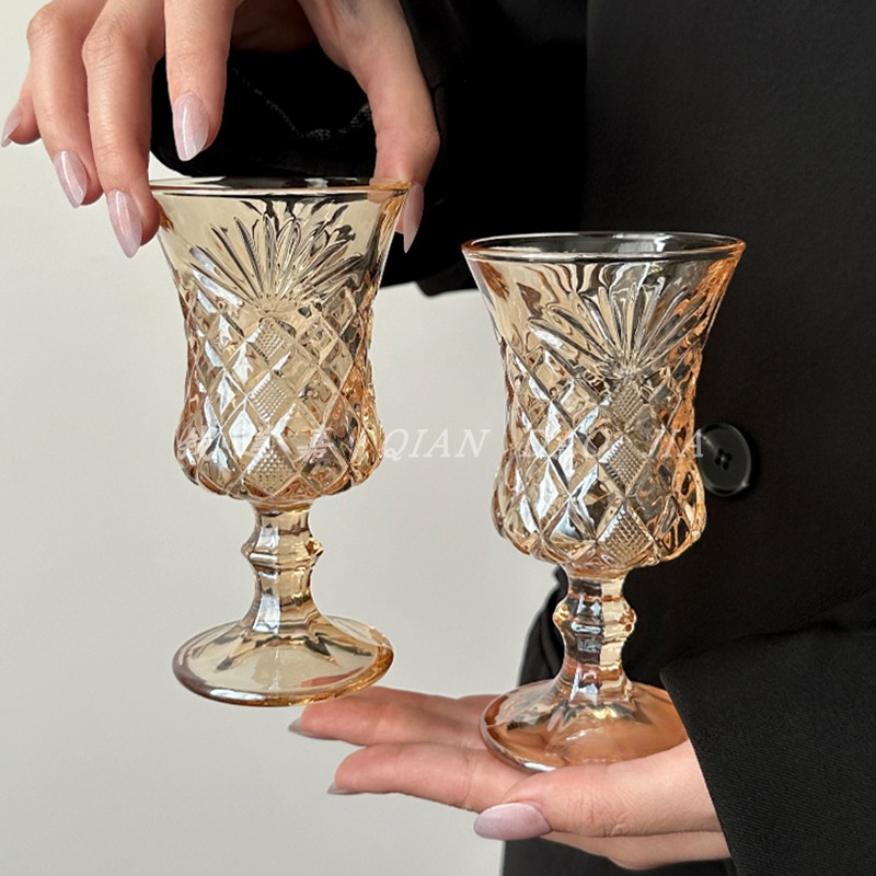 钱道嘉玻璃馆无铅玻璃刻花小酒杯