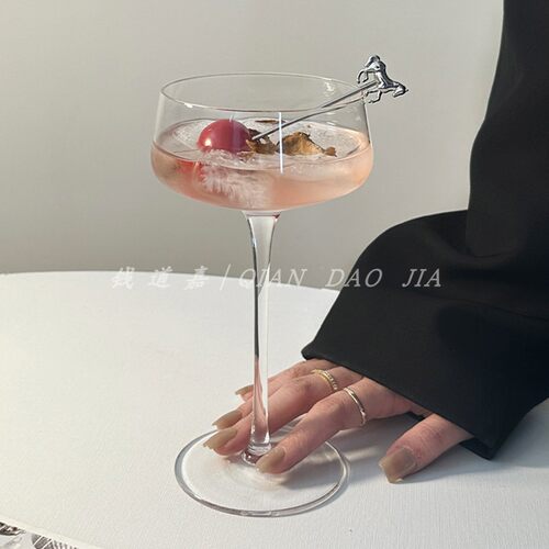 钱道嘉日式木村高脚水晶玻璃塔杯
