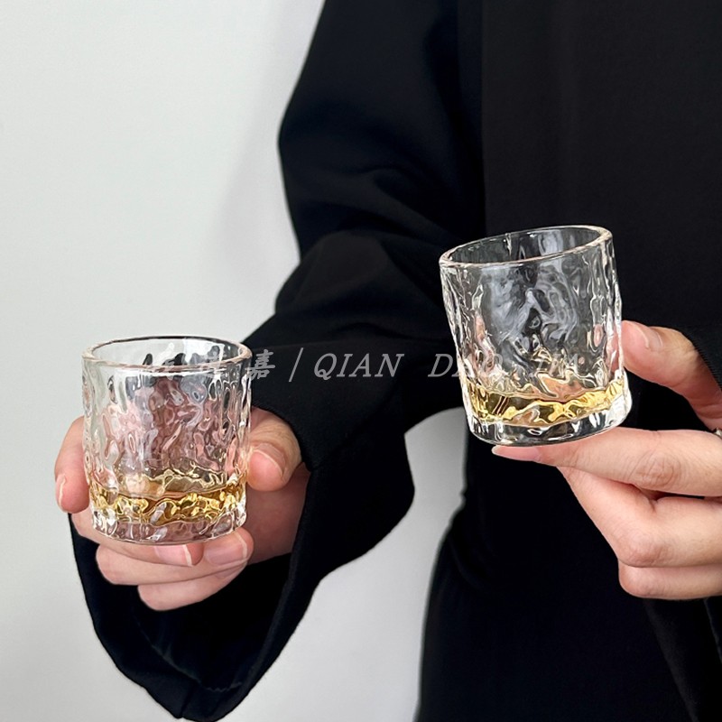 钱道嘉中式冰川纹家用一两白酒杯