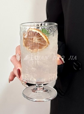 简约清新小众设计感高颜值鸡尾酒杯家用玻璃气泡水杯果汁杯饮品杯