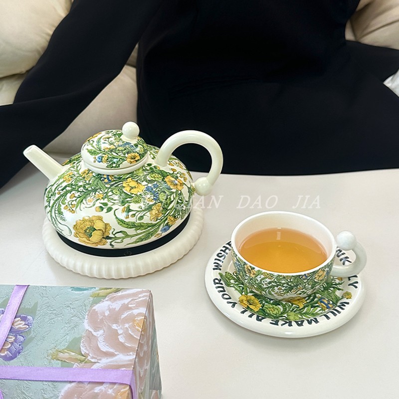 钱道嘉高颜值月季花水壶杯子套装