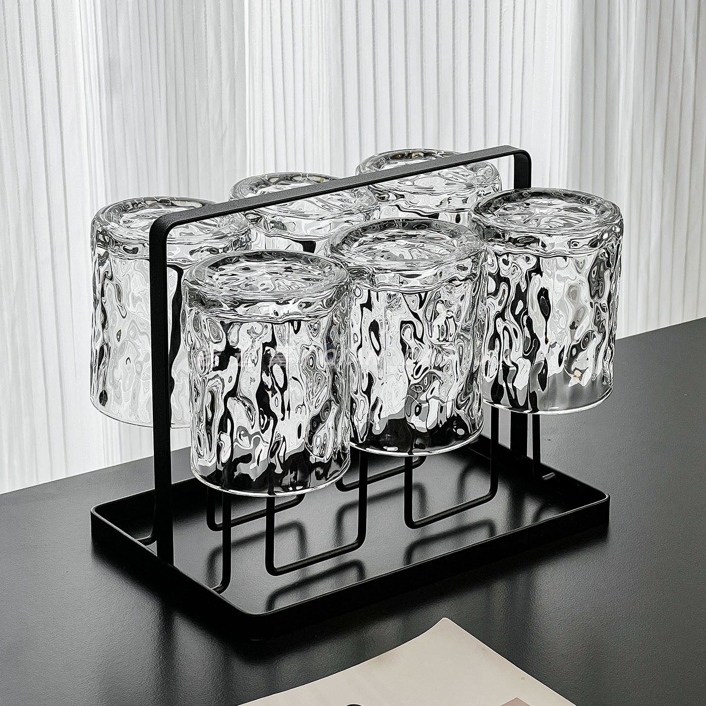 北欧玻璃杯客厅水杯杯架套装高颜值家用客厅待客茶杯耐高温水壶