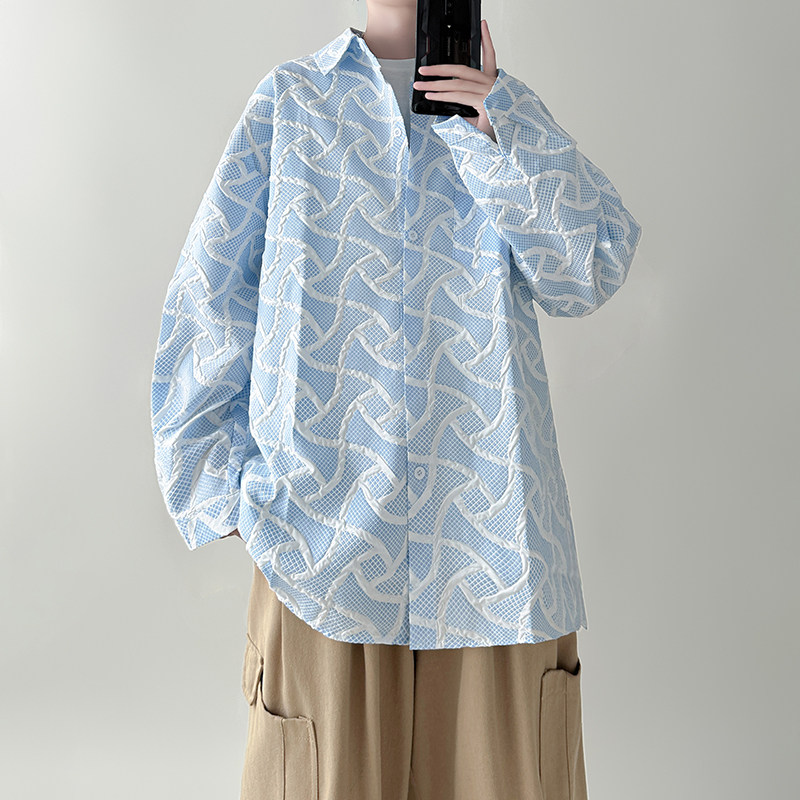现货浮雕痞帅长袖衬衣FN01-P55,男装衬衫,星座1017