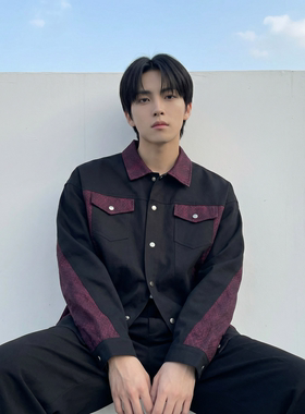 现货 2026春季痞帅拼接设计感翻领夹克高级感潮流外套  J46-P75