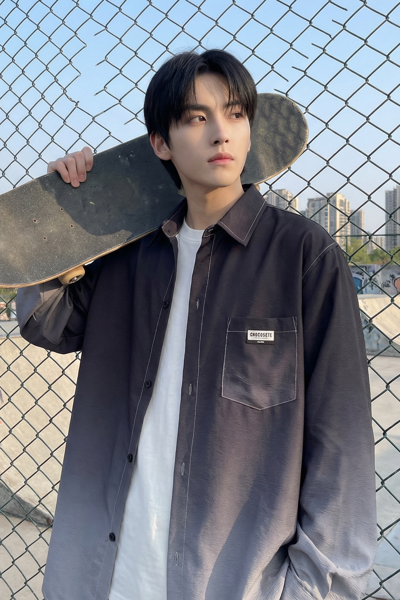 2026现货渐变长袖衬衫水洗褶皱宽松潮流休闲衬衣DS651-P58,男装衬衫,星座1017