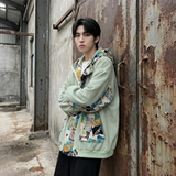 现货春款潮流涂鸦拼接夹克开衫连帽外套WT23-P75控96，男装夹克，星座1017