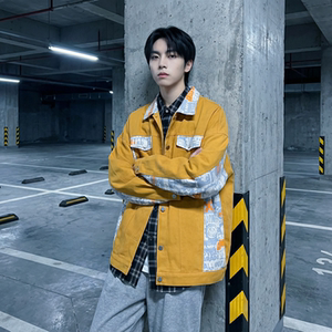 现货 2026春季痞帅拼接设计感翻领夹克高级感潮流外套 J24-P75，男装夹克，星座1017