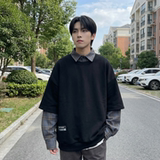 现货2026春款假两件卫衣衬衫领复古vibe格子美式外套A5613-P65，男装衬衫，星座1017