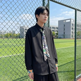 现货长袖衬衫男潮流带领带帅气港风高级感情侣衬衣FA32-P55，男装衬衫，星座1017