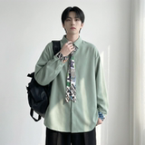 现货长袖衬衫男潮流带领带帅气港风高级感情侣衬衣FA32-P55，男装衬衫，星座1017