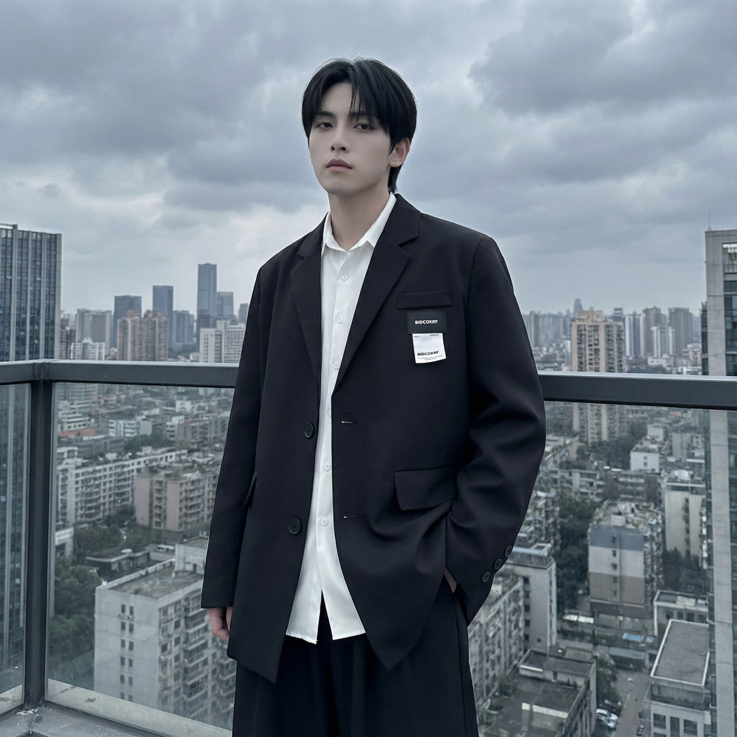 现货休闲西服男春秋宽松大码潮高级感痞帅外套西装 JK342-P98图片