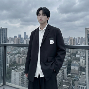 现货休闲西服男春秋宽松大码潮高级感痞帅外套西装 JK342-P98图片