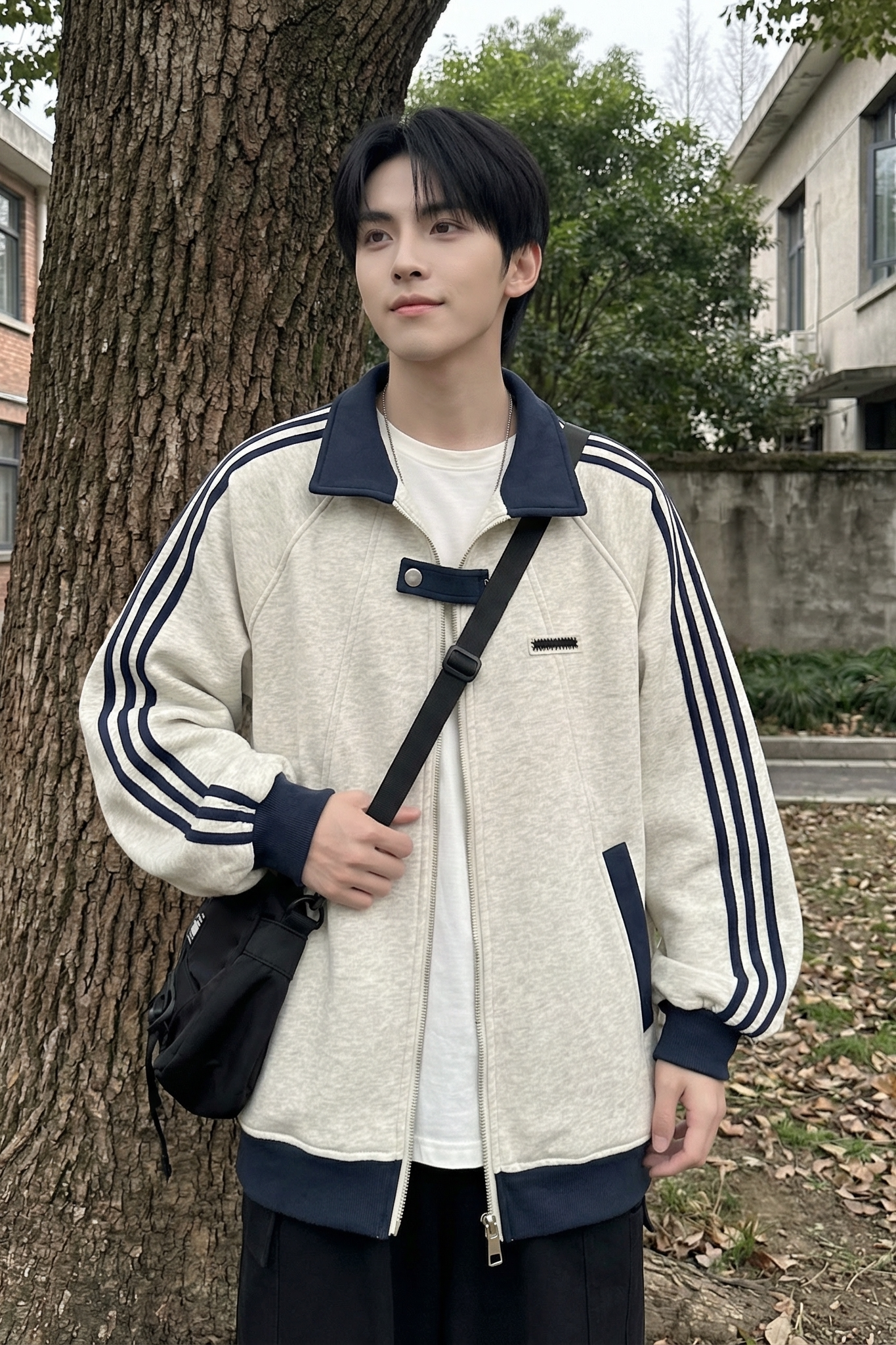 现货2026三条杠翻领夹克男宽松休闲运动外套R238-P68,男装夹克,星座1017