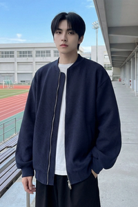 现货 2026日系痞帅华夫格宽松休闲棒球立领夹克衫外套 NK828-P89图片