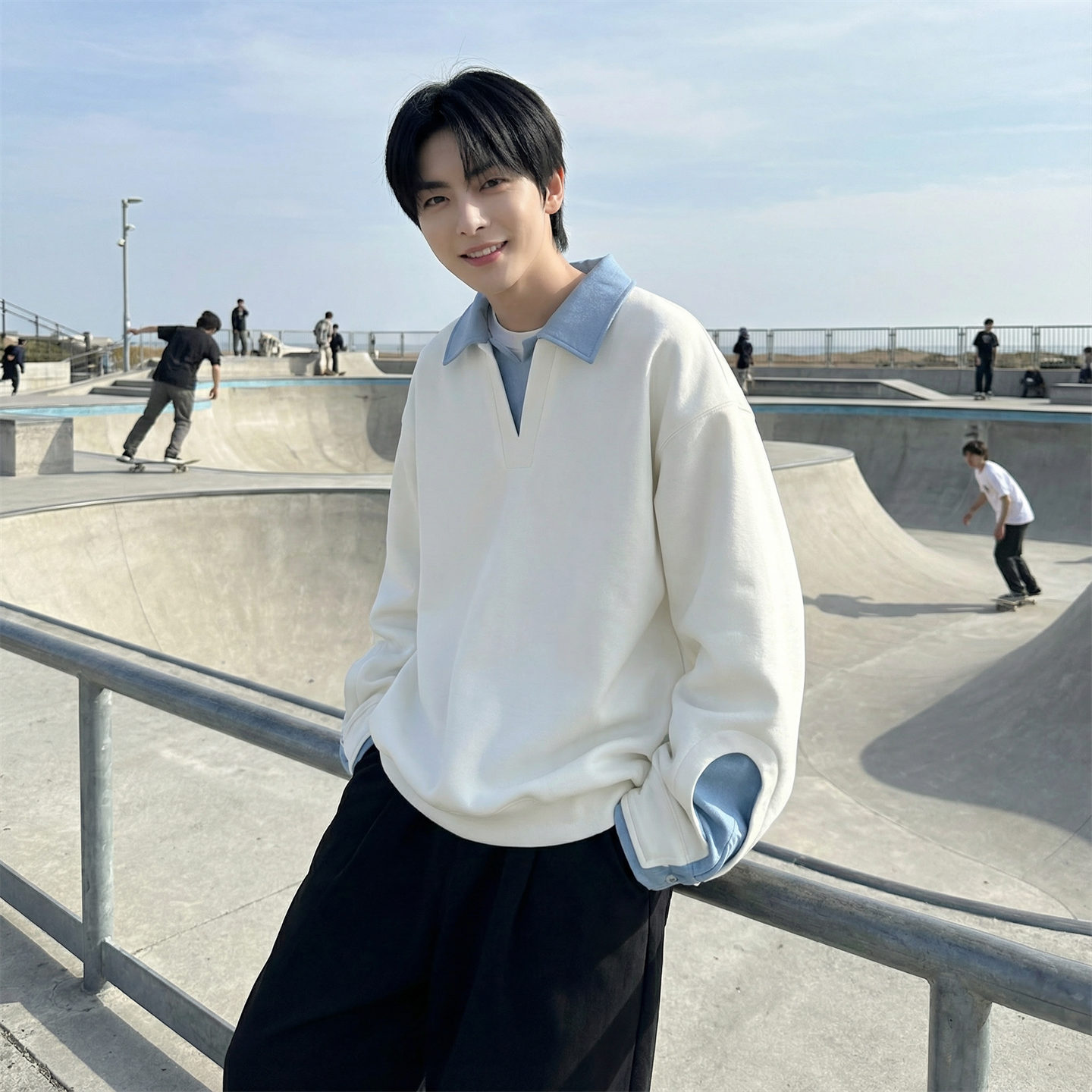 现货春季新款翻领高级感衬衫领上衣长袖卫衣男装潮WY212-P68,男装衬衫,星座1017