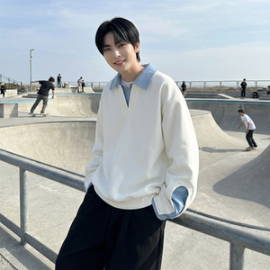 现货 春季新款翻领高级感衬衫领上衣长袖卫衣男装潮 WY212-P68图片