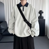 秋季短款美式半拉链卫衣男重磅宽松休闲套头衫潮W6207-P78，男装卫衣，星座1017