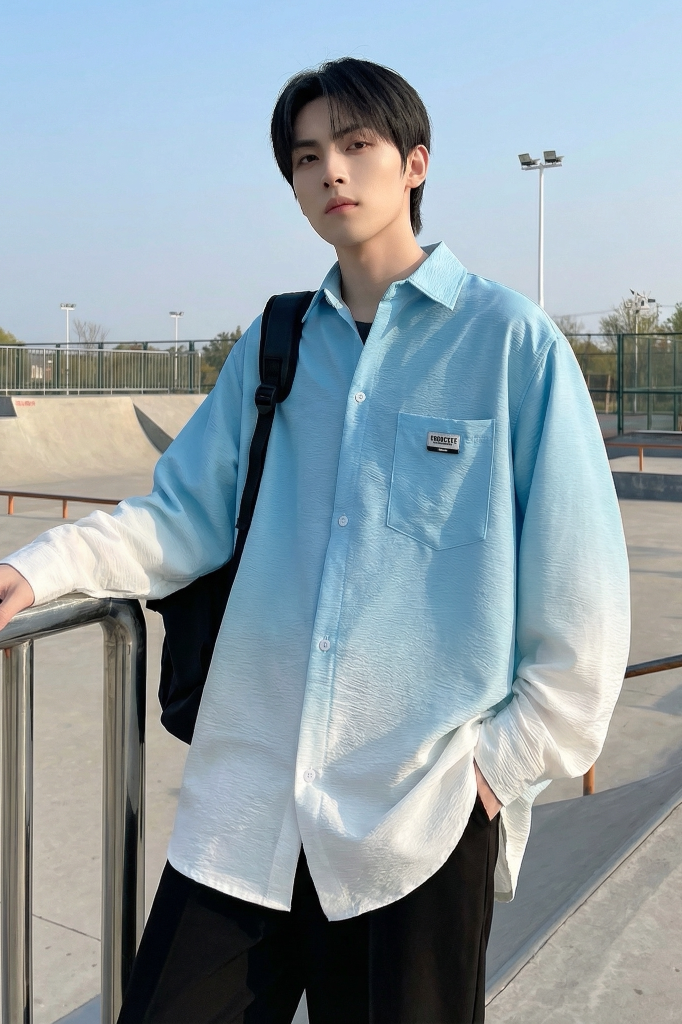 2026现货渐变长袖衬衫水洗褶皱宽松潮流休闲衬衣DS651-P58,男装衬衫,星座1017