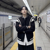 现货撞色美式复古夹克棒球服流行外套W0023-P88控118加绒P100，男装夹克，星座1017
